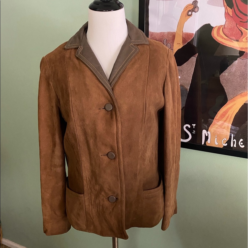 Vintage 1980s Women's Highlander Brown Suede Jacket Size Small